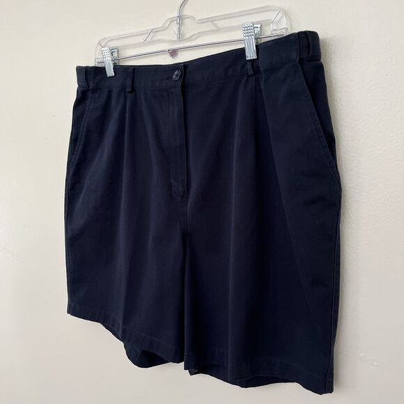 LL Bean Original Fit Expandable Waist Twill Cotton Chino Shorts, Navy- Size 18 - Picture 3 of 7